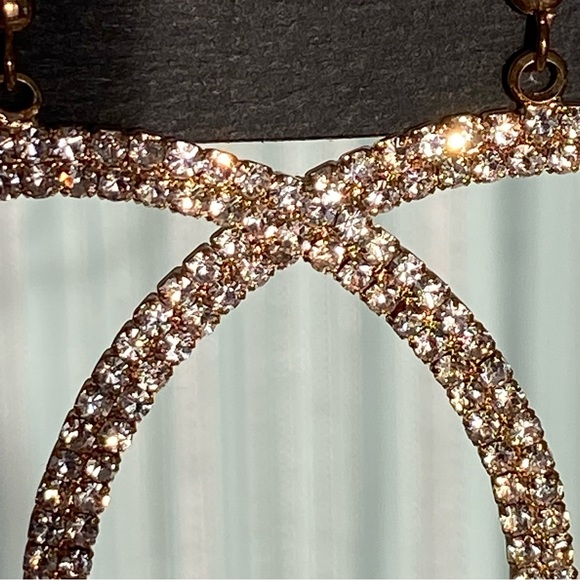 Bebe Large Hoop Diamond Earrings NWT - Picture 5 of 17